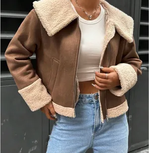 Brown suede turn down jacket Size M thumbnail 2