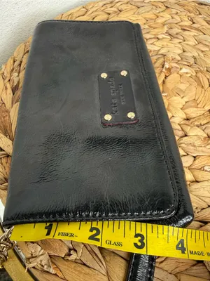 Kate Spade Purse Black Patent Leather Clutch Purse on a Chain Shoulder Strap thumbnail 3