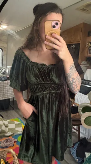Altard State Green Velvet Dress thumbnail 4