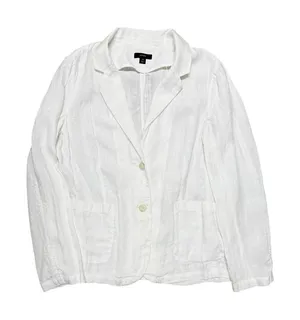 J. Crew Parke 100% Linen Blazer Jacket Women Sz‎ 14 White Unstructured Preppy thumbnail 1