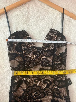 Lulus Sexy Sophistication Black Lace Strapless Trumpet Maxi Dress Size Small NWT thumbnail 6