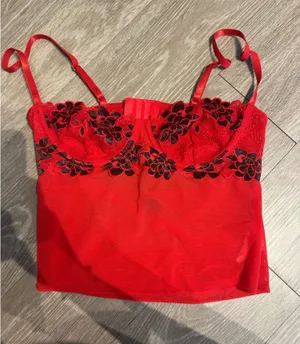 Shein Red Bustier Lace Top Cami thumbnail 1
