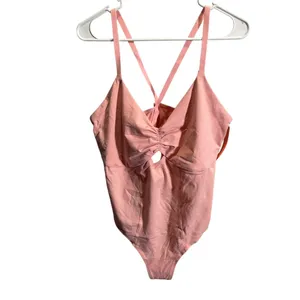 Colsie Pink One-Piece Bodysuit‎ Cotton XS Adjustable Straps Keyhole Detail thumbnail 2