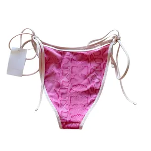 PacSun Swim Eco Pink Snakeskin Side Tie Bikini Bottom Beachwear Size Medium NEW thumbnail 3