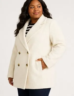 Free Assembly Womens Jacket XXL Cream Double Breasted Boxy Notch Lapel Coat thumbnail 1