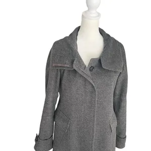 Burberry London Wool Cashmere Coat Gray Long Wrap Collar Back Belt UK 6 US 4 thumbnail 5