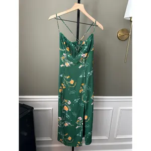 Urban Outfitters April Tie-Back Midi Slip Dress Green Medium thumbnail 2
