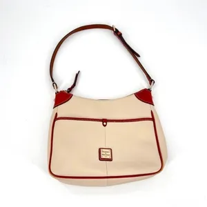 Dooney & Bourke Pebble Grain Leather Shoulder Bag Cream Tan Hobo Purse thumbnail 2