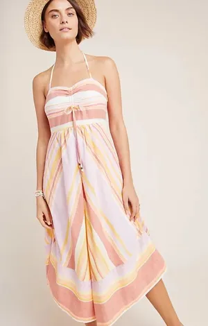 ANTHROPOLOGIE Savannah Striped Halter Dress‎ thumbnail 1