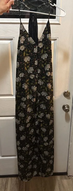 Smell The Roses Black Floral Slip Maxi Dress with Racerback thumbnail 1