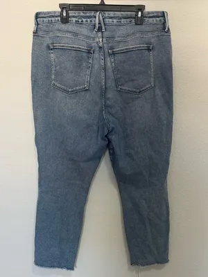 GOOD AMERICAN Good Curve Straight Leg Jeans Distressed Ripped Hem Size 18 thumbnail 7