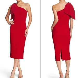 Dress The Population Red One Shoulder Midi Dress(Size Small) thumbnail 2