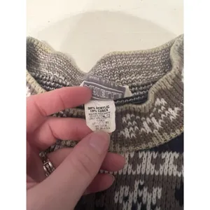 Vintage Arielle Fair Isle‎ Knit Sweater Brown Tan Lurex Metallic Made in USA L thumbnail 3
