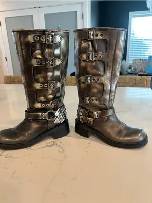 Steve Madden Rocky Boots Black Distressed size 5.5 thumbnail 2
