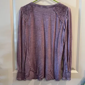 Knox Rose Women's Mauve Lace Accent Long Sleeve Top thumbnail 5