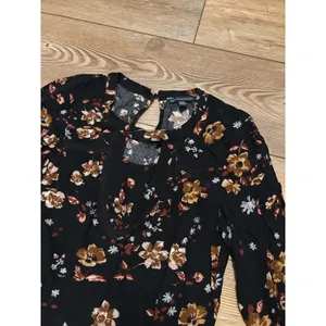 American Eagle Outfitters Womens Black Floral Boho Lace Trim Mini Dress XS Long thumbnail 4