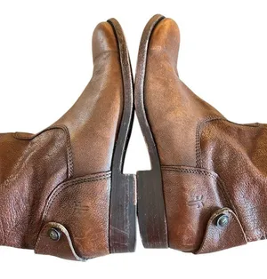 Frye Melissa Button Back Zipper Brown Leather Riding Boots, size 6 thumbnail 10