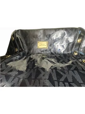 Women's Michael Kors Logo Tote Bag, One Size, Black and Gold thumbnail 5