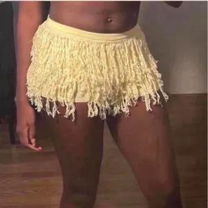 Pretty Little Thing Butter Yellow Fringe Knit Shorts thumbnail 1