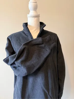 NWT Aritzia Cozy Fleece boyfriend 1/2 zip relaxed fit size small Heather black thumbnail 5