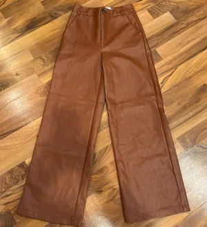 Princess Polly faux leather wide leg trouser‎ pant size 2 thumbnail 1