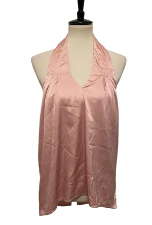Revolve Pink Satin Halter Open Back Top thumbnail 1