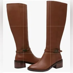 Linea Paolo Kamile Knee High Almond Toe Leather Tan Riding Boots(Size 9M) thumbnail 2