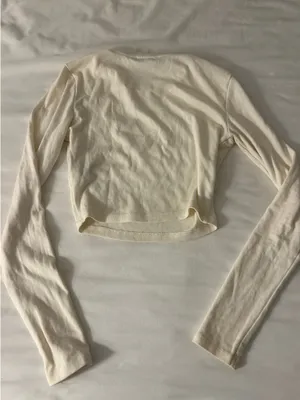 ZARA White Long Sleeve Cropped Top thumbnail 2