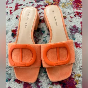 DEE OCLEPPO Dizzy Leather Buckle Mule Sandals In Orange thumbnail 2
