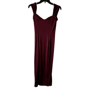 Oh Polly Midi sleeveless Bow detail Dress Burgundy Wine Size 4 thumbnail 3