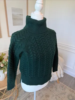 Aritzia Wilfred Free Lin Sweater 100% Wool Roll Neck Green XS thumbnail 9