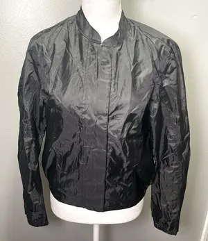 Harley Davidson Women's Black Velcro Zip‎ Up Windbreaker Jacket Size Medium thumbnail 1