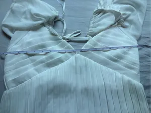 Lulus Amalfi Coast White Pleated Flutter Sleeve Mini Dress XL thumbnail 9