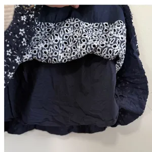 Anthropologie Maeve Navy Lillianne Floral Puff Sleeve‎ Eyelet Mini Dress Size 4 thumbnail 7