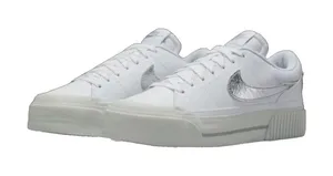 Nike Court Legacy Lift White Silver Sneakers Women 11 Men 9.5 NIB HQ2307-100 thumbnail 1