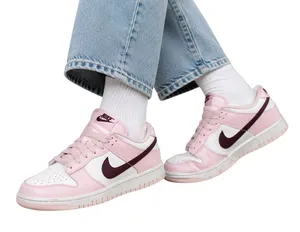 Nike Dunk Low Women’s Pink White Burgundy Sneakers Size 8.5 thumbnail 1