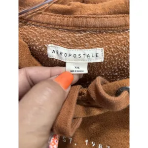 Aeropostale Burnt Orange Hododie Sweatshirt Size XS Long Sleeve Embroidered Logo thumbnail 3