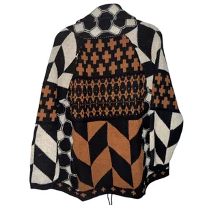 Multicolor geometric street style cardigan sweater Multiple thumbnail 6