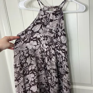 Kimchi Blue Anthropologie‎ women’s brown cream high low high neck summer dress M thumbnail 2