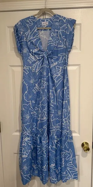 Floral Cotton Maxi Dress Knot‎ Front thumbnail 1