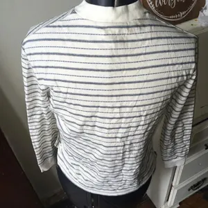 Madewell XXS blue stripe mock turtleneck top thumbnail 2