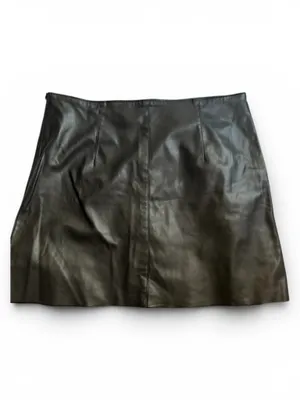 Primark Black Faux Leather A-Line Skirt thumbnail 2