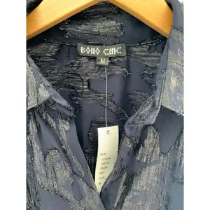 Boho Chic Navy Blouse NWT size‎ medium 120 retail Blue thumbnail 3