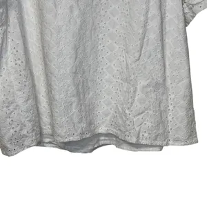 Draper James Womens White Eyelet Puffed Sleeve Peasant V-Neck Blouse XXL thumbnail 3