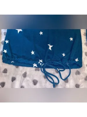 Cure Blue & White Star Print Tie-Front Top – Size Medium thumbnail 3
