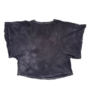 FP Movement Free People Crop Top Women Small Black Tie Dye Good Dolman Sleeve thumbnail 5