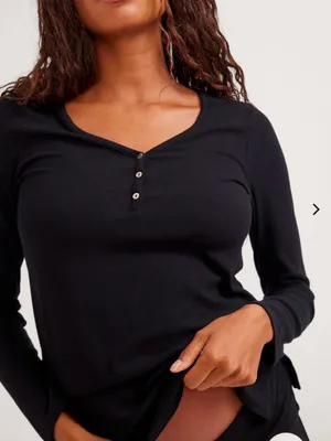 Hatch 1 Small Maternity The Softest Rib Nursing Henley black Lounge Comfy thumbnail 10