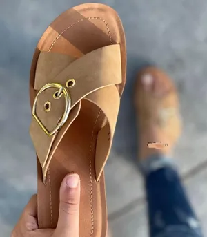 Nude/Natural Criss Cross Adjustable Buckle Sandal thumbnail 1