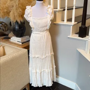 Betsey Johnson Snow White Ruffled Sleeveless Tiered Midi Dress Size Large thumbnail 2