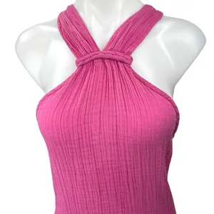 Anthropologie Pink Braided Halter Neck Sleeveless Mini Cami Beach Summer Dress S thumbnail 6